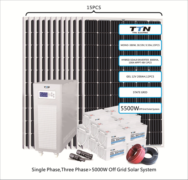 5500W / 33000WH HYBRD OFF سیستم خورشیدی شبکه